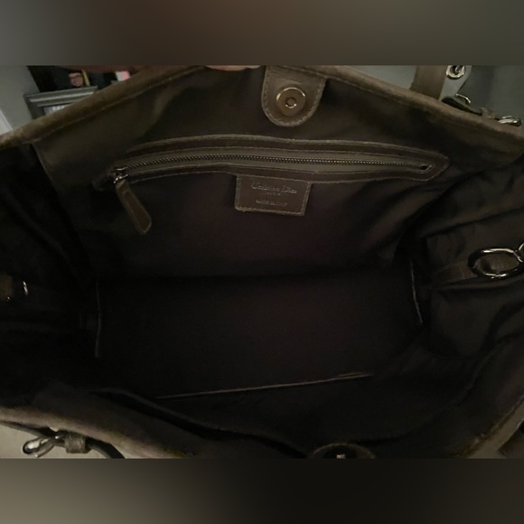 ✨SOLD✨Christian Dior Panarea Cloth Quilt Metallic Gray Tote Bag Silver Hardware - Picture 8 of 16